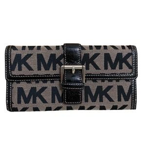 MICHAEL KORS Black/White Vintage NEW Monogrammed Slim Envelope Wallet NOS